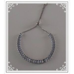 Gorgeous 10 Ct. Baguette Cut Sim Diamond Bolo Tennis Bracelet~18KWGP~New